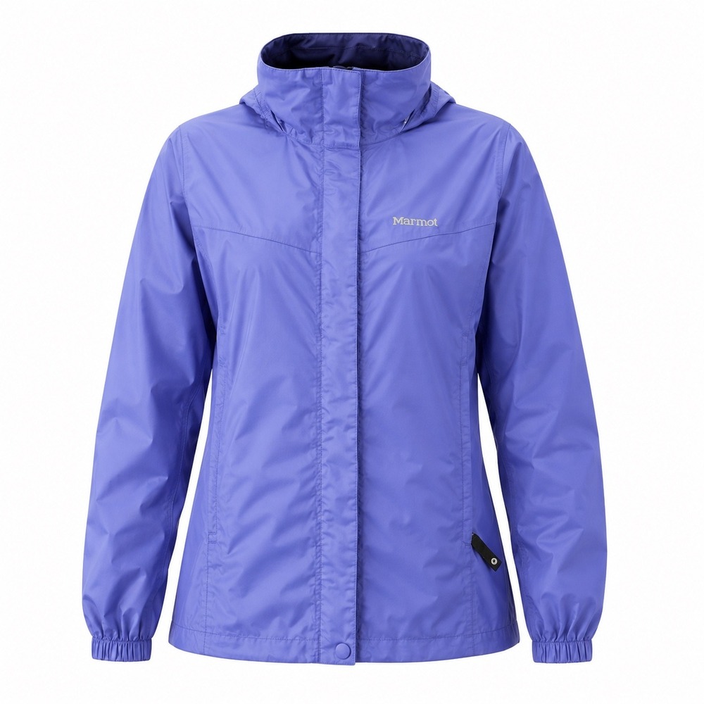 Marmot PreCip Girls Large Waterproof Hooded Rain Jacket Purple Packable Shell - Picture 1 of 8